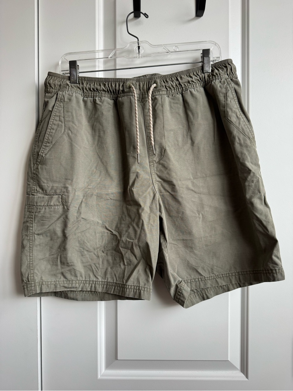 Quiksilver Waterman Collection Men's Elastic Waist Cargo Shorts L Olive